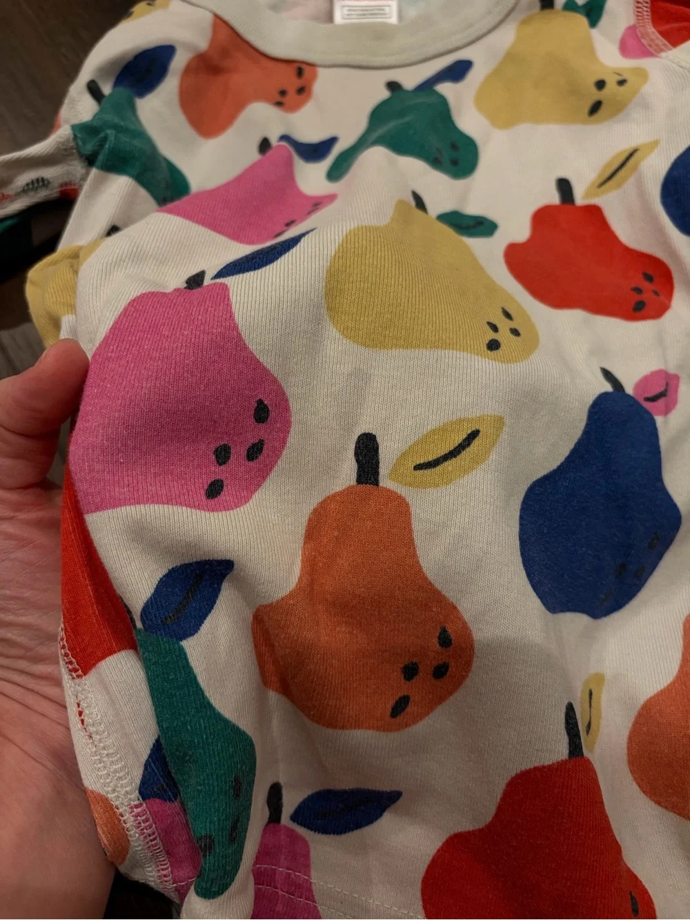 Hanna Andersson Girls Pajamas 6-7 Pear Print Organic Cotton Long Johns